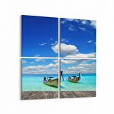 Olla 16372K4 Kumsal / Sahil Görseli Kare 4'lü Kanvas Tablo (Ölçü: 145X145)