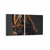 Olla 16926K2Y Model / Manken Görseli 2'li Yatay Kanvas Tablo (Ölçü: 65X30)