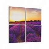 Olla 16002K4 Günbatımı Görseli Kare 4'lü Kanvas Tablo (Ölçü: 105X105)