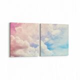 Olla 15620K2Y Gökyüzü Bulut Görseli Kare 2'li Yatay Kanvas Tablo (Ölçü: 85X40)