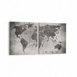 Olla 16204K2Y Harita Görseli Kare 2'li Yatay Kanvas Tablo (Ölçü: 105X50)