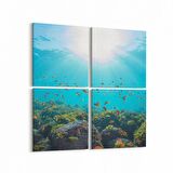 Olla 12987K4 Deniz / Okyanus Görseli Kare 4'lü Kanvas Tablo (Ölçü: 145X145)