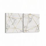Olla 16736K2Y Mermer Desen Görsel Kare 2'li Yatay Kanvas Tablo (Ölçü: 145X70)
