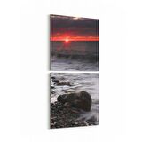 Olla 16129K2D Günbatımı Görseli Kare 2'li Dikey Kanvas Tablo (Ölçü: 30X65)