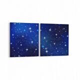 Olla 14725K2Y Gece Gökyüzü Görseli Kare 2'li Yatay Kanvas Tablo (Ölçü: 125X60)