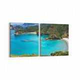 Olla 16367K2Y Kumsal / Sahil Görseli Kare 2'li Yatay Kanvas Tablo (Ölçü: 105X50)