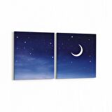 Olla 14792K2Y Gece Gökyüzü Görseli Kare 2'li Yatay Kanvas Tablo (Ölçü: 125X60)