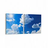 Olla 15562K2Y Gökyüzü Bulut Görseli Kare 2'li Yatay Kanvas Tablo (Ölçü: 85X40)