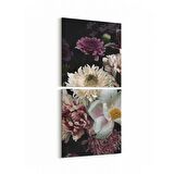 Olla 11768K2D Çiçek Görseli Kare 2'li Dikey Kanvas Tablo (Ölçü: 30X65)