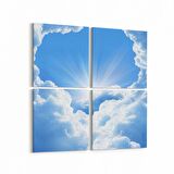 Olla 15764K4 Gökyüzü Bulut Görseli Kare 4'lü Kanvas Tablo (Ölçü: 125X125)