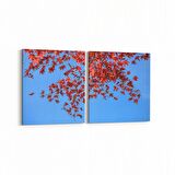 Olla 10907K2Y Ağaç Görseli Kare 2'li Yatay Kanvas Tablo (Ölçü: 105X50)