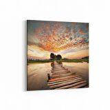 Olla 16092K Günbatımı Görseli Kare Kanvas Tablo (Ölçü: 25X25)