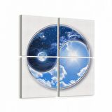 Olla 15529K4 Gökyüzü Bulut Görseli Kare 4'lü Kanvas Tablo (Ölçü: 145X145)