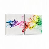 Olla 10195K2Y Abstract Görsel Kare 2'li Yatay Kanvas Tablo (Ölçü: 145X70)