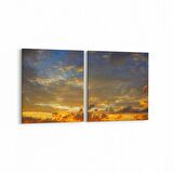 Olla 15919K2Y Günbatımı Görseli Kare 2'li Yatay Kanvas Tablo (Ölçü: 85X40)