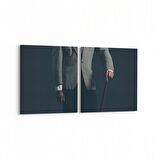 Olla 16864K2Y Model / Manken Görseli 2'li Yatay Kanvas Tablo (Ölçü: 85X40)