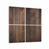 Olla 11971K4 Ahşap Desen Görseli Kare 4'lü Kanvas Tablo (Ölçü: 65X65)