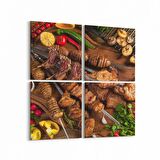 Olla 15250K4 Gıda Görseli Kare 4'lü Kanvas Tablo (Ölçü: 145X145)