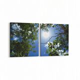 Olla 10795K2Y Ağaç Görseli Kare 2'li Yatay Kanvas Tablo (Ölçü: 145X70)