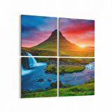 Olla 16053K4 Günbatımı Görseli Kare 4'lü Kanvas Tablo (Ölçü: 125X125)