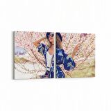 Olla 16985K2Y Model / Manken Görseli 2'li Yatay Kanvas Tablo (Ölçü: 105X50)