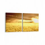 Olla 15895K2Y Günbatımı Görseli Kare 2'li Yatay Kanvas Tablo (Ölçü: 145X70)
