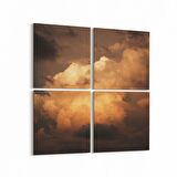 Olla 14700K4 Gece Gökyüzü Görseli Kare 4'lü Kanvas Tablo (Ölçü: 105X105)