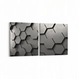 Olla 10026K2Y Abstract 3 Boyut Görsel Kare 2'li Yatay Kanvas Tablo (Ölçü: 145X70)