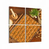 Olla 14980K4 Gıda Görseli Kare 4'lü Kanvas Tablo (Ölçü: 105X105)