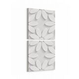 Olla 10450K2D Beyaz Kabartma Görseli Kare 2'li Dikey Kanvas Tablo (Ölçü: 30X65)