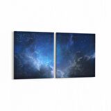 Olla 14643K2Y Gece Gökyüzü Görseli Kare 2'li Yatay Kanvas Tablo (Ölçü: 105X50)