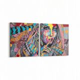 Olla 16317K2Y Kuaför / Berber Görseli Kare 2'li Yatay Kanvas Tablo (Ölçü: 125X60)
