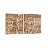 Olla 16266K2Y Heykel / Sanat Görseli Kare 2'li Yatay Kanvas Tablo (Ölçü: 145X70)