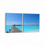 Olla 16483K2Y Kumsal / Sahil Görseli Kare 2'li Yatay Kanvas Tablo (Ölçü: 65X30)