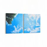 Olla 10896K2Y Ağaç Görseli Kare 2'li Yatay Kanvas Tablo (Ölçü: 65X30)