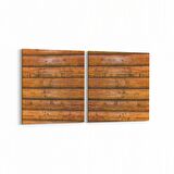 Olla 12011K2Y Ahşap Desen Görseli Kare 2'li Yatay Kanvas Tablo (Ölçü: 85X40)