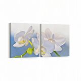 Olla 11758K2Y Orkide Çiçek Görseli 2'li Yatay Kanvas Tablo (Ölçü: 125X60)