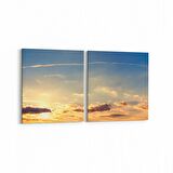Olla 16095K2Y Günbatımı Görseli Kare 2'li Yatay Kanvas Tablo (Ölçü: 85X40)