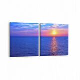 Olla 16026K2Y Günbatımı Görseli Kare 2'li Yatay Kanvas Tablo (Ölçü: 145X70)