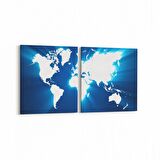 Olla 16223K2Y Harita Görseli Kare 2'li Yatay Kanvas Tablo (Ölçü: 125X60)