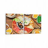 Olla 14967K2Y Gıda Görseli Kare 2'li Yatay Kanvas Tablo (Ölçü: 65X30)