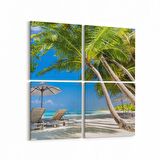 Olla 16559K4 Kumsal / Sahil Görseli Kare 4'lü Kanvas Tablo (Ölçü: 105X105)