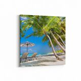 Olla 16559K Kumsal / Sahil Görseli Kare Kanvas Tablo (Ölçü: 25X25)