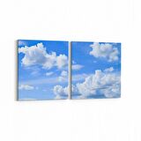 Olla 15724K2Y Gökyüzü Bulut Görseli Kare 2'li Yatay Kanvas Tablo (Ölçü: 65X30)