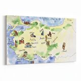 Olla 16190Y Harita Görseli Yatay Kanvas Tablo (Ölçü: 70X50)