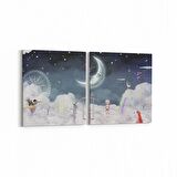 Olla 12770K2Y Çocuk Odası Görseli 2'li Yatay Kanvas Tablo (Ölçü: 105X50)