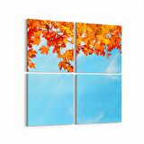 Olla 11025K4 Ağaç Görseli Kare 4'lü Kanvas Tablo (Ölçü: 105X105)