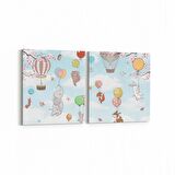 Olla 12751K2Y Çocuk Odası Görseli 2'li Yatay Kanvas Tablo (Ölçü: 145X70)