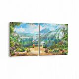Olla 14505K2Y Doğa / Manzara Görseli Kare 2'li Yatay Kanvas Tablo (Ölçü: 105X50)