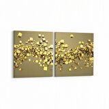 Olla 10211K2Y Abstract Görsel Kare 2'li Yatay Kanvas Tablo (Ölçü: 85X40)